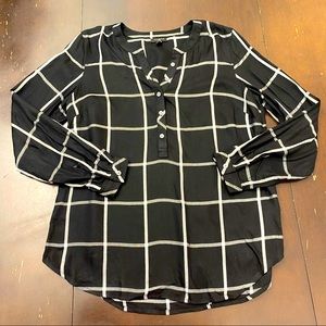 Talbots Petites Black and White Button Blouse